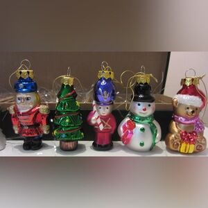 Vintage 1980 Jordan Mark Collectors Set of 8 Hand Blown Glass Christmas Ornament